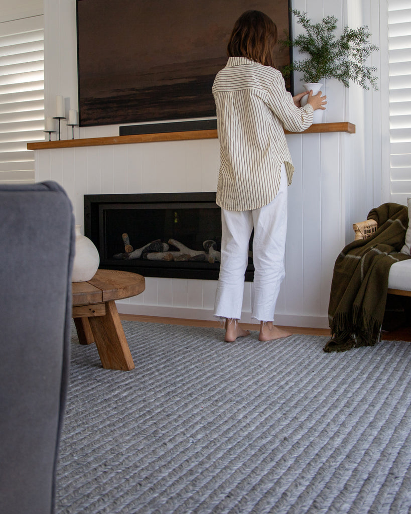 Vica Cream and Grey Braided Rug