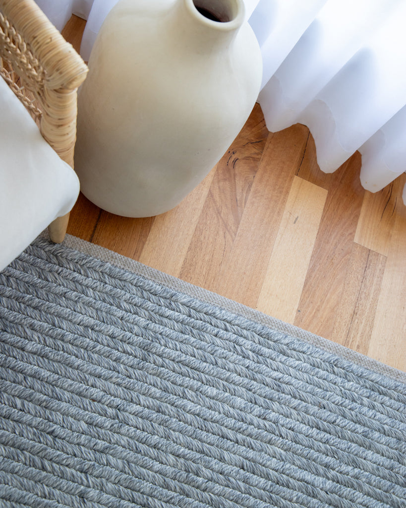 Vica Cream and Grey Braided Rug