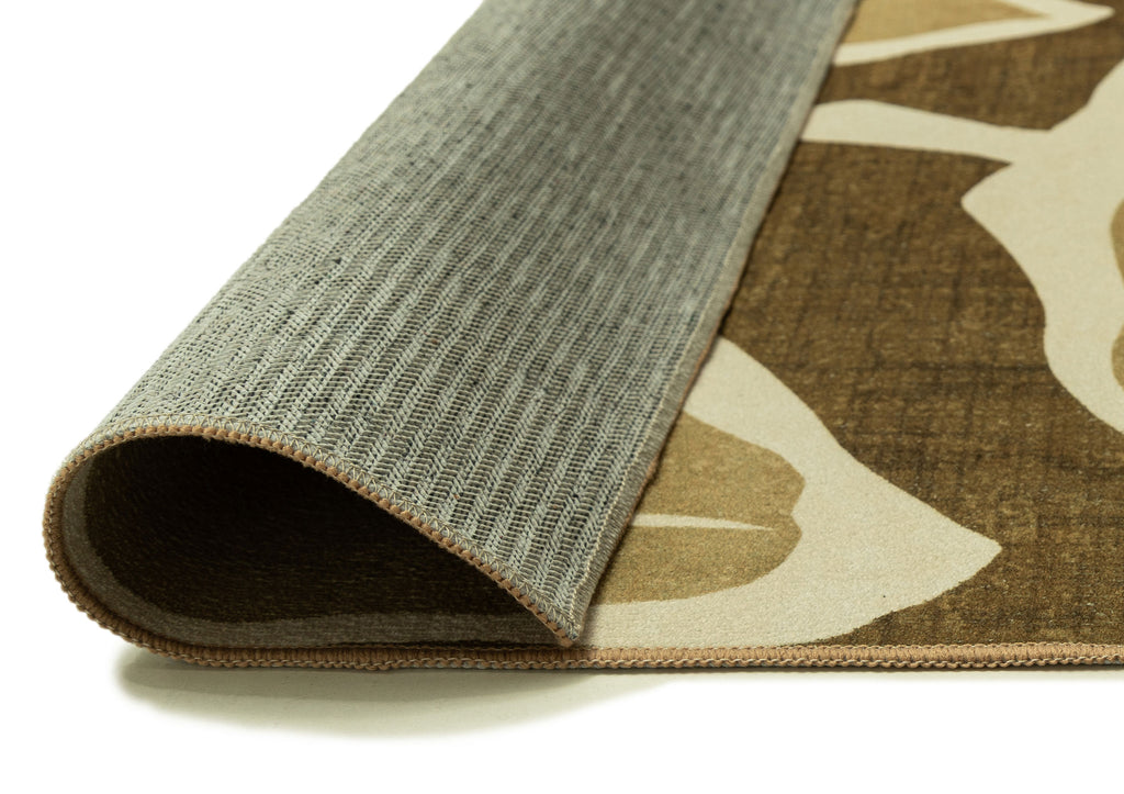 Vivienne Dark Green Botanical Washable Rug