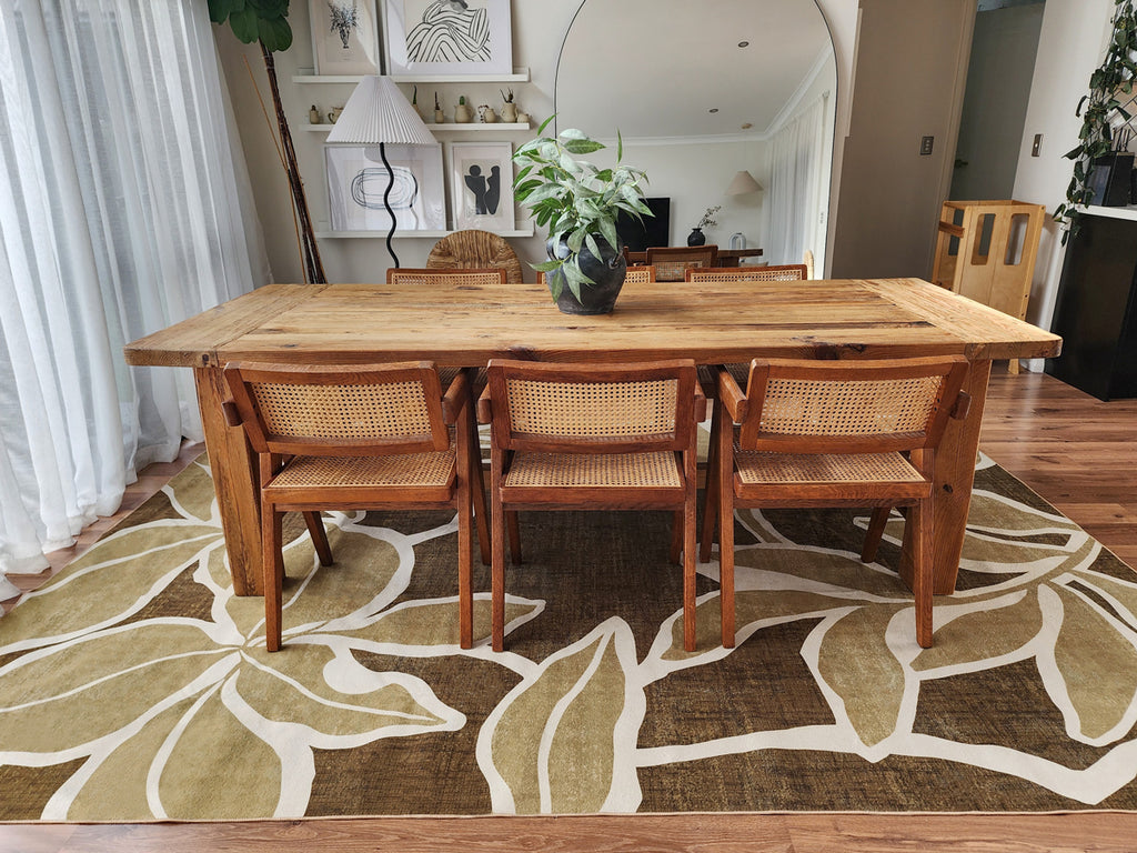 Vivienne Dark Green Botanical Washable Rug