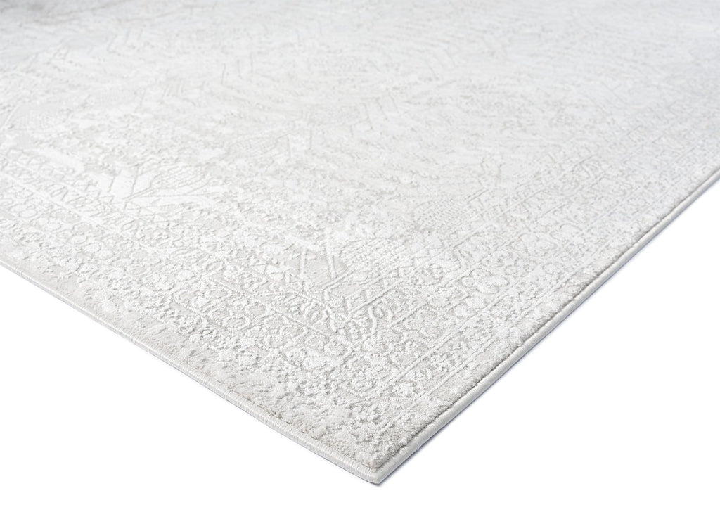 Wilamina Grey and Ivory Distressed Floral Rug