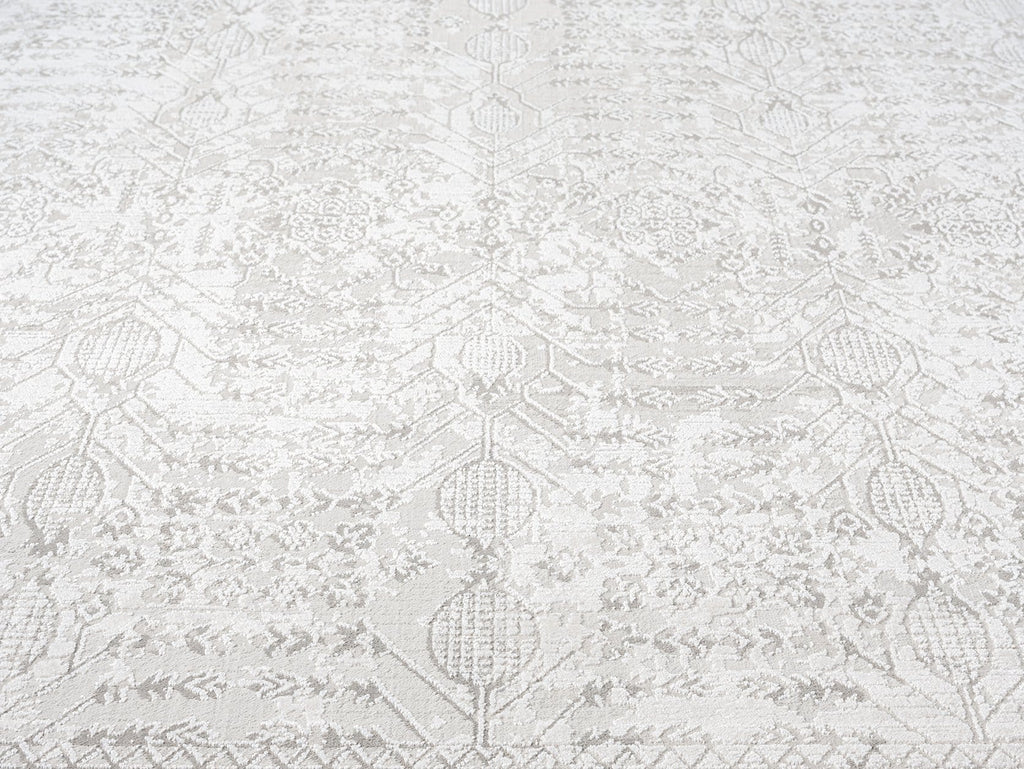 Wilamina Grey and Ivory Distressed Floral Rug