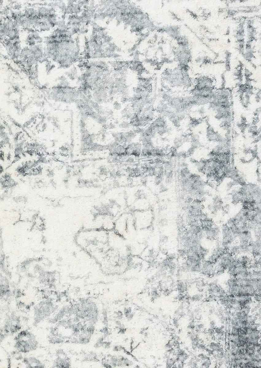 Yelina Cream and Grey Distressed Washable Runner Rug