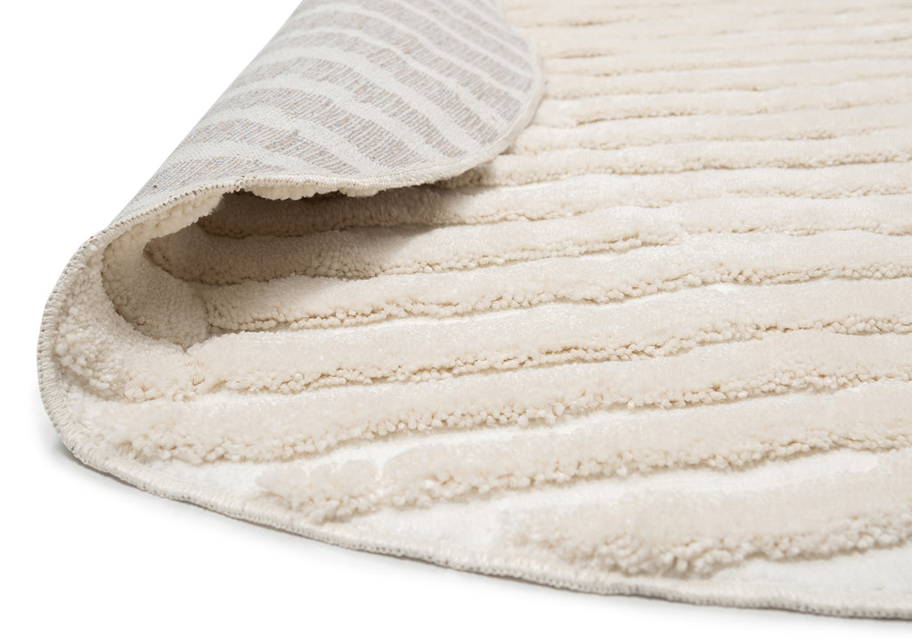 Yoanna Ivory Abstract Striped Round Rug