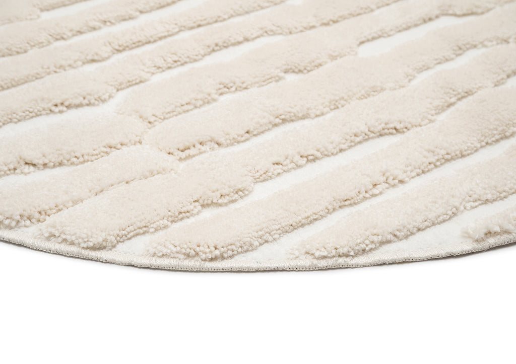 Yoanna Ivory Abstract Striped Round Rug