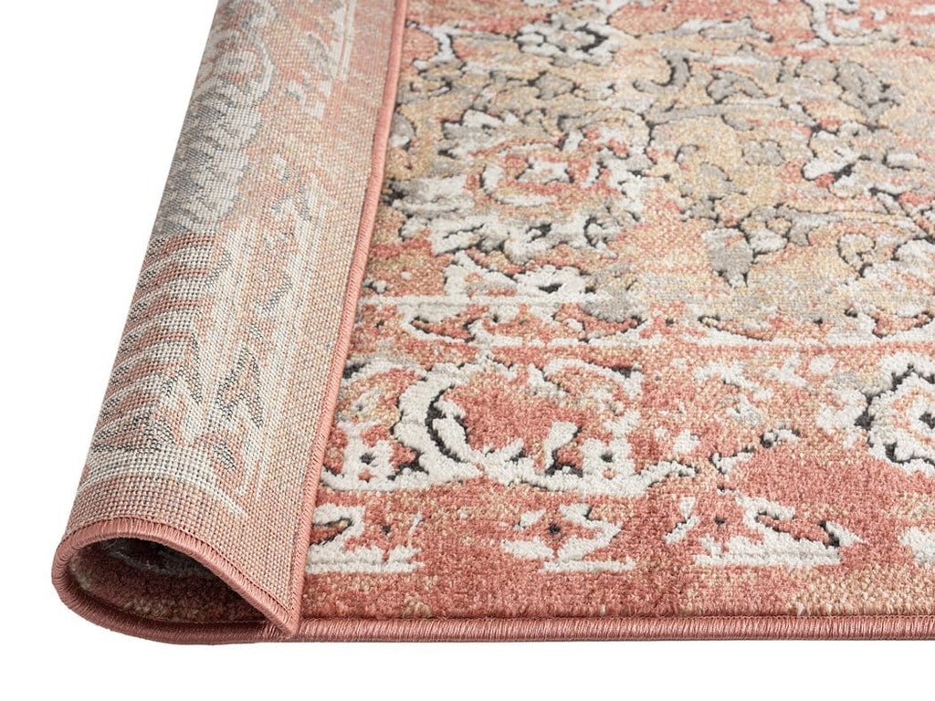Yolanda Peach Terracotta Transitional Floral Motif Runner Rug