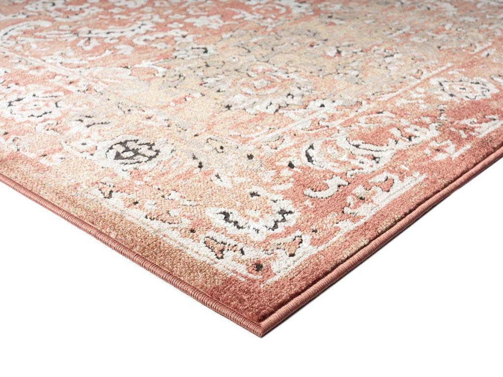 Yolanda Peach Terracotta Transitional Floral Motif Rug