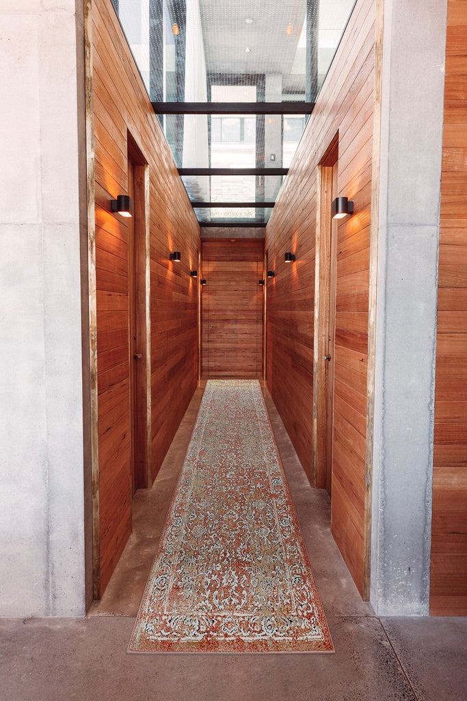 Yolanda Peach Terracotta Transitional Floral Motif Runner Rug