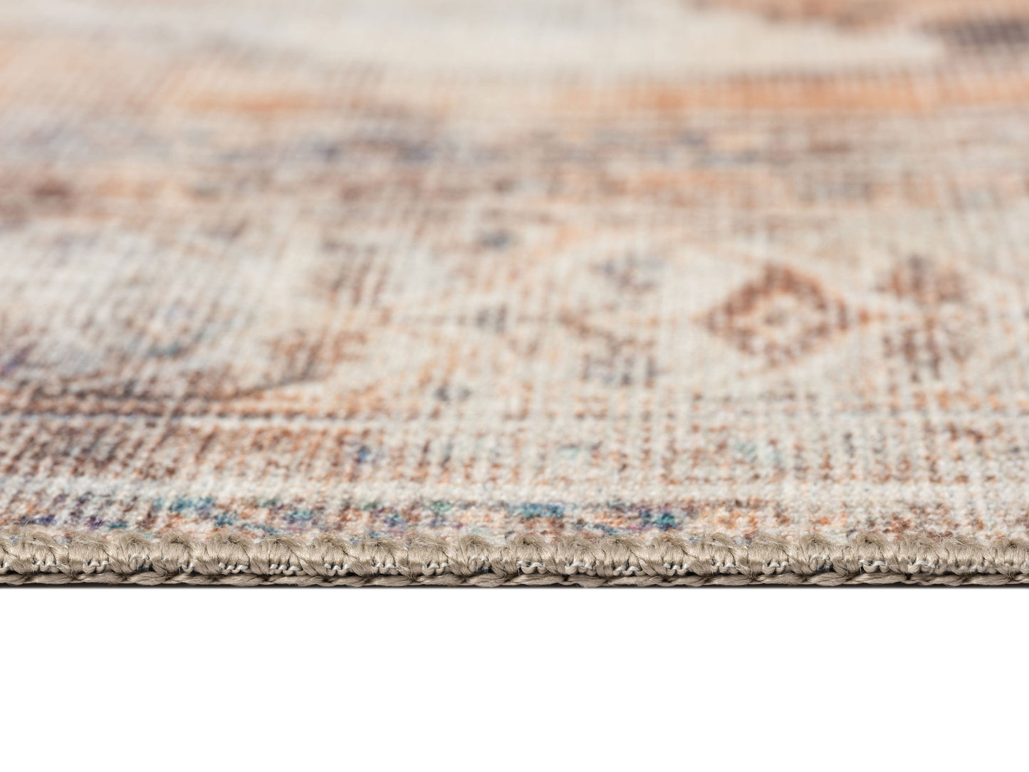 Yvana Brown and Beige Traditional Distressed Washable Rug