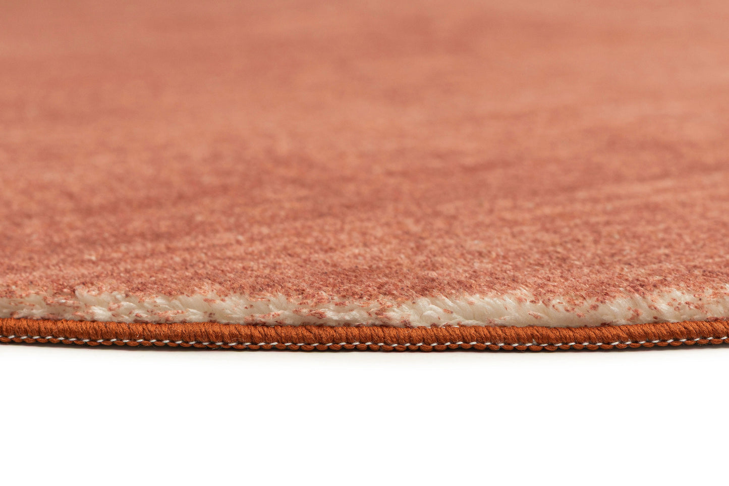 Yves Terracotta Sunset Minimal Washable Round Rug