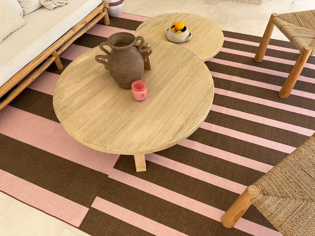 Zahra Taupe and Mocha Striped Indoor Outdoor Rug