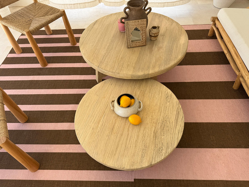 Zahra Taupe and Mocha Striped Indoor Outdoor Rug