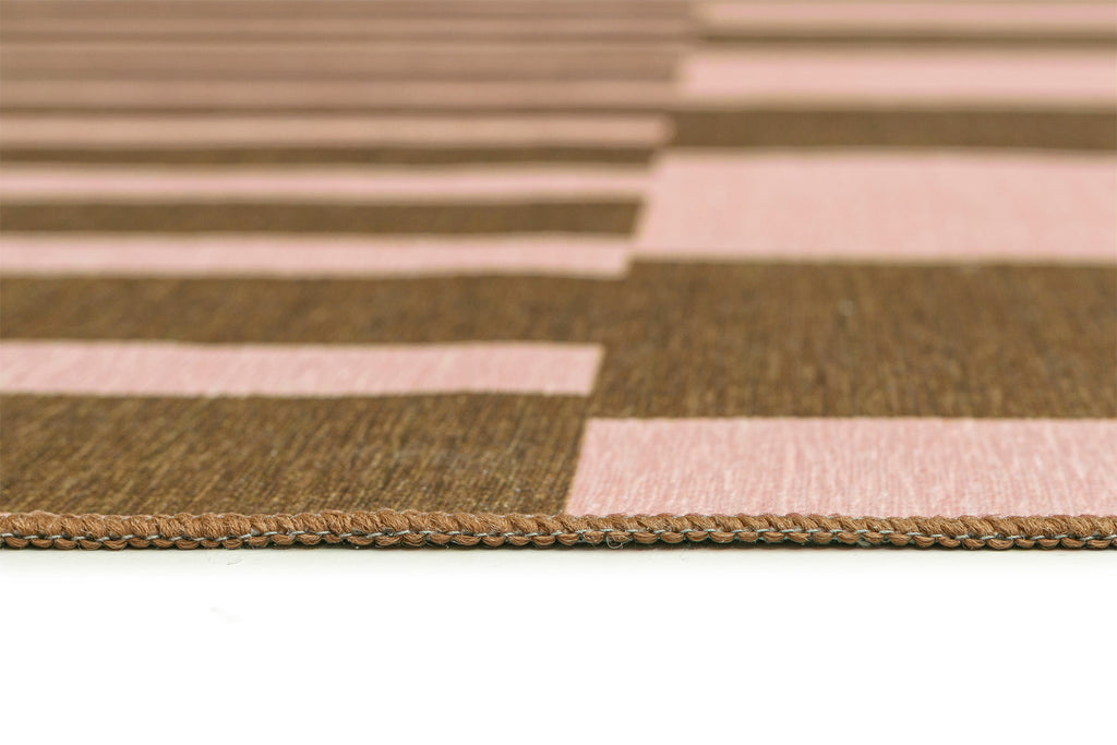 Zahra Taupe and Mocha Striped Indoor Outdoor Rug