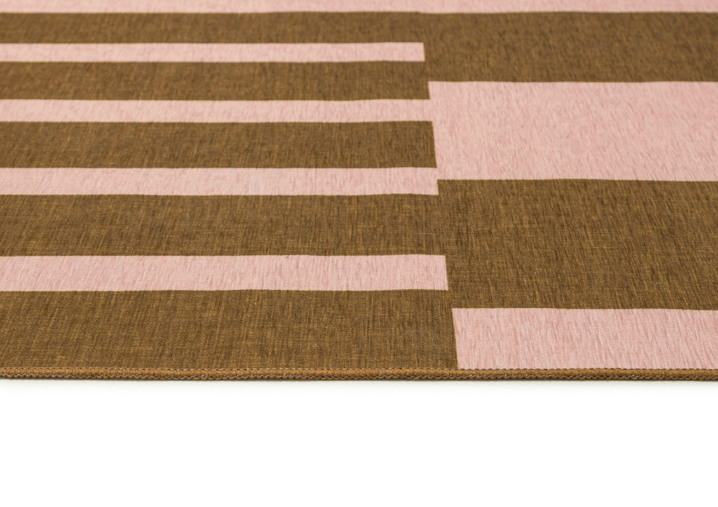 Zahra Taupe and Mocha Striped Indoor Outdoor Rug