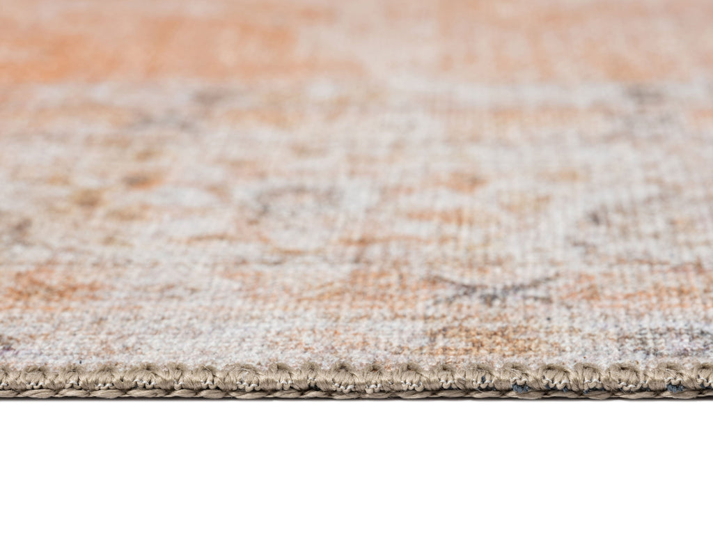 Zarina Orange and Beige Traditional Distressed Washable Rug
