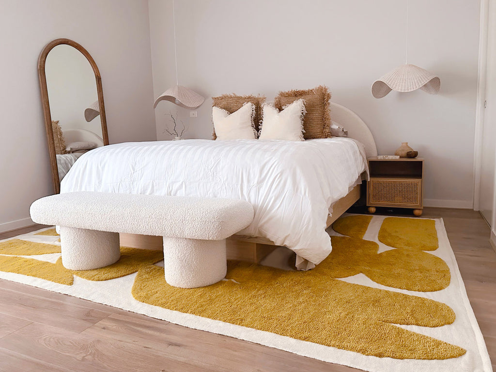 Zulema Mustard Abstract Washable Wool Rug