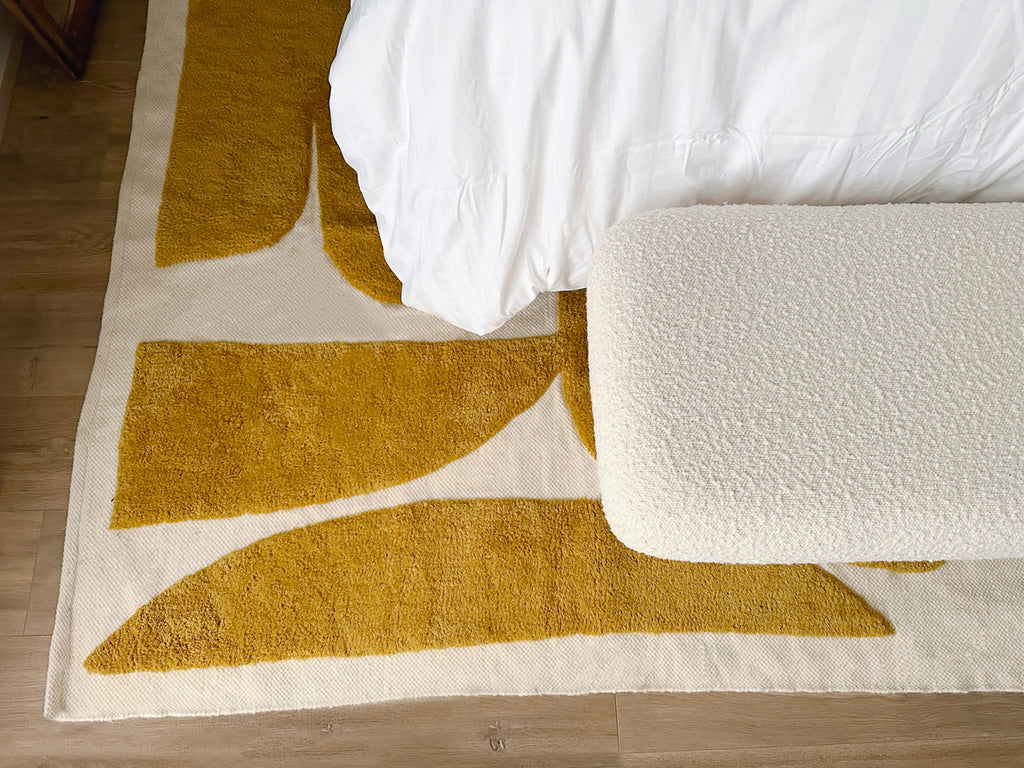 Zulema Mustard Abstract Washable Wool Rug