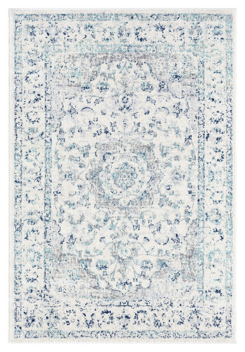 Noor Blue and Ivory Traditional Distressed Rug*NO RETURNS UNLESS FAULTY