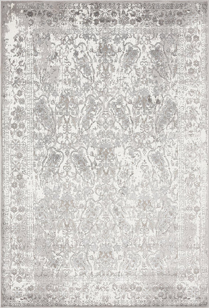 Aaerin Charcoal Grey And Ivory Traditional Distressed Rug