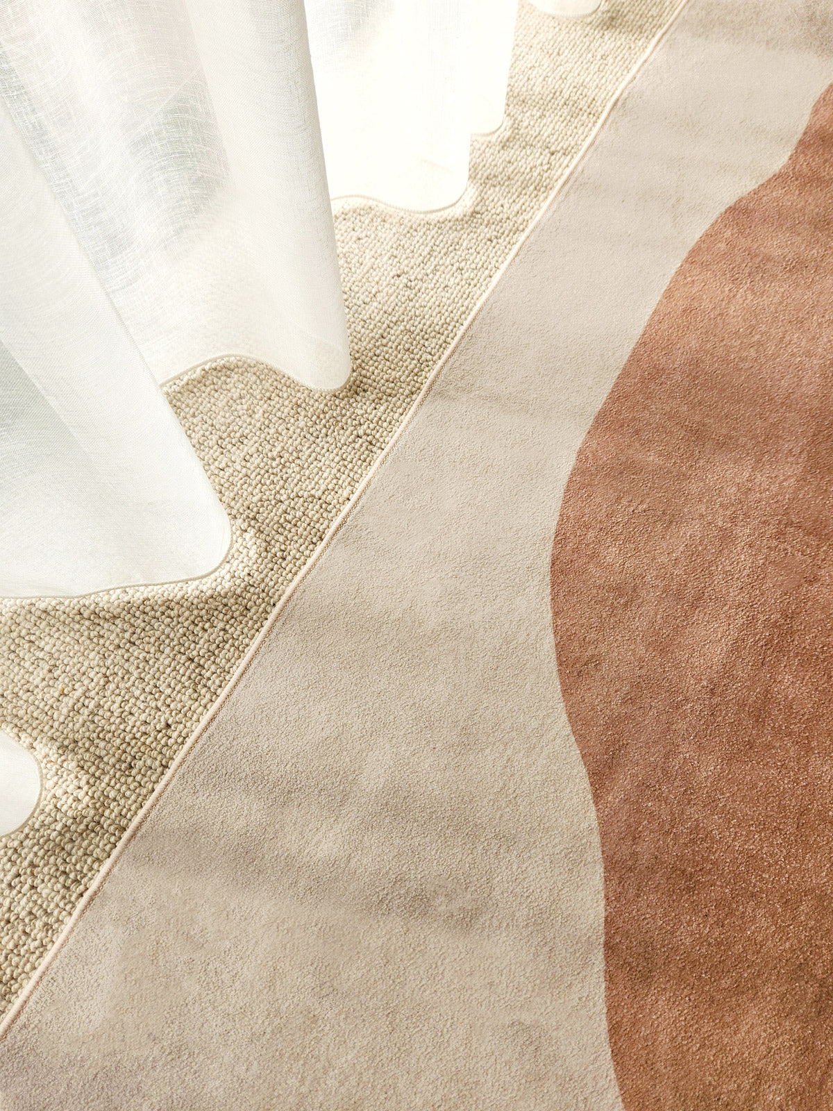 Aara Terracotta and Cream Botanical Washable Rug