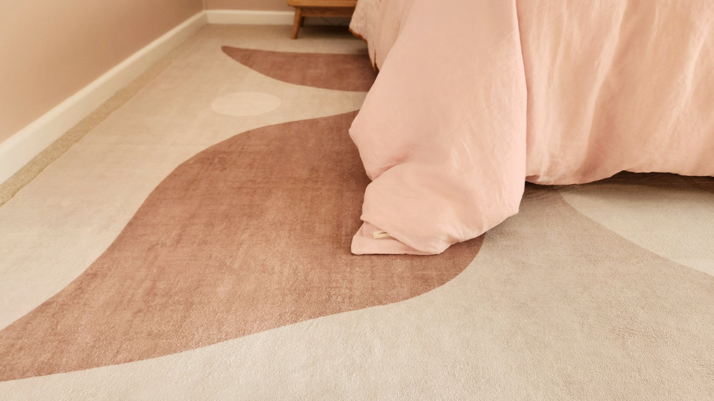 Aara Terracotta and Cream Botanical Washable Rug