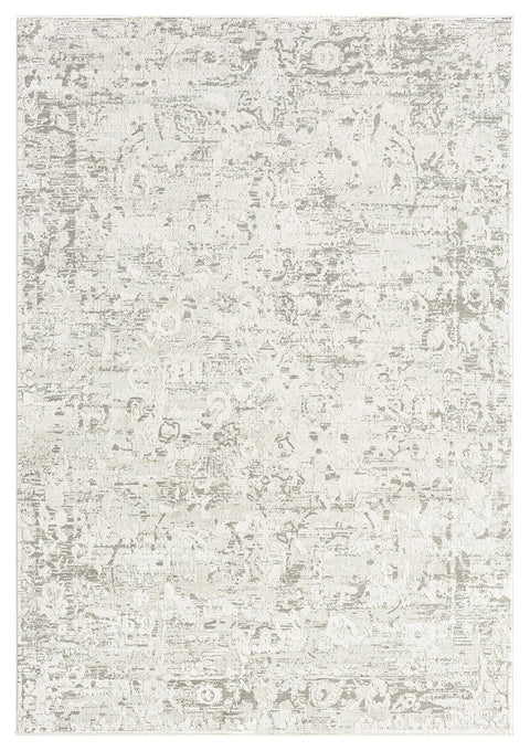 Adela Grey and Ivory Distressed Floral Rug