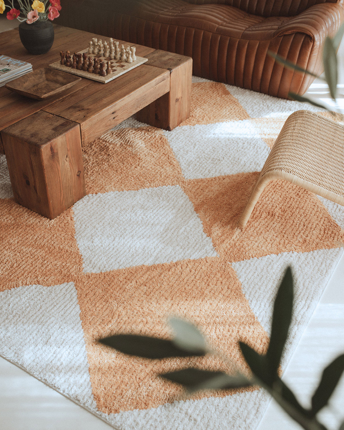 Ivory Checkered Rug Agatha Ivory and Yellow Checkered Rug