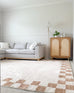 Aiday Beige Checkered Border Washable Rug