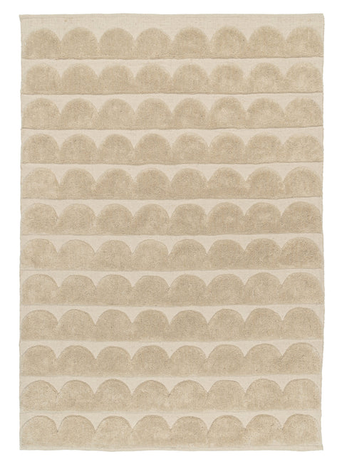 Ajuma Taupe Scallop Washable Wool Rug