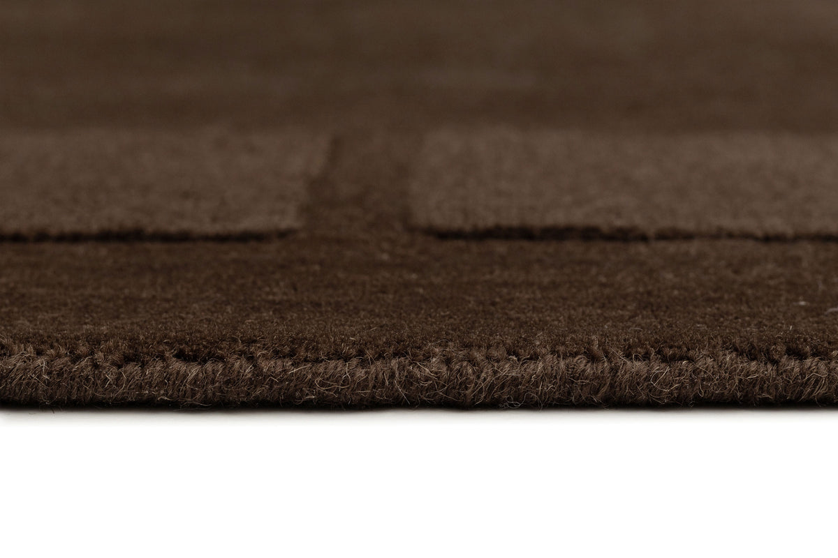 Alarca Chocolate Handloom Geometric Wool Rug
