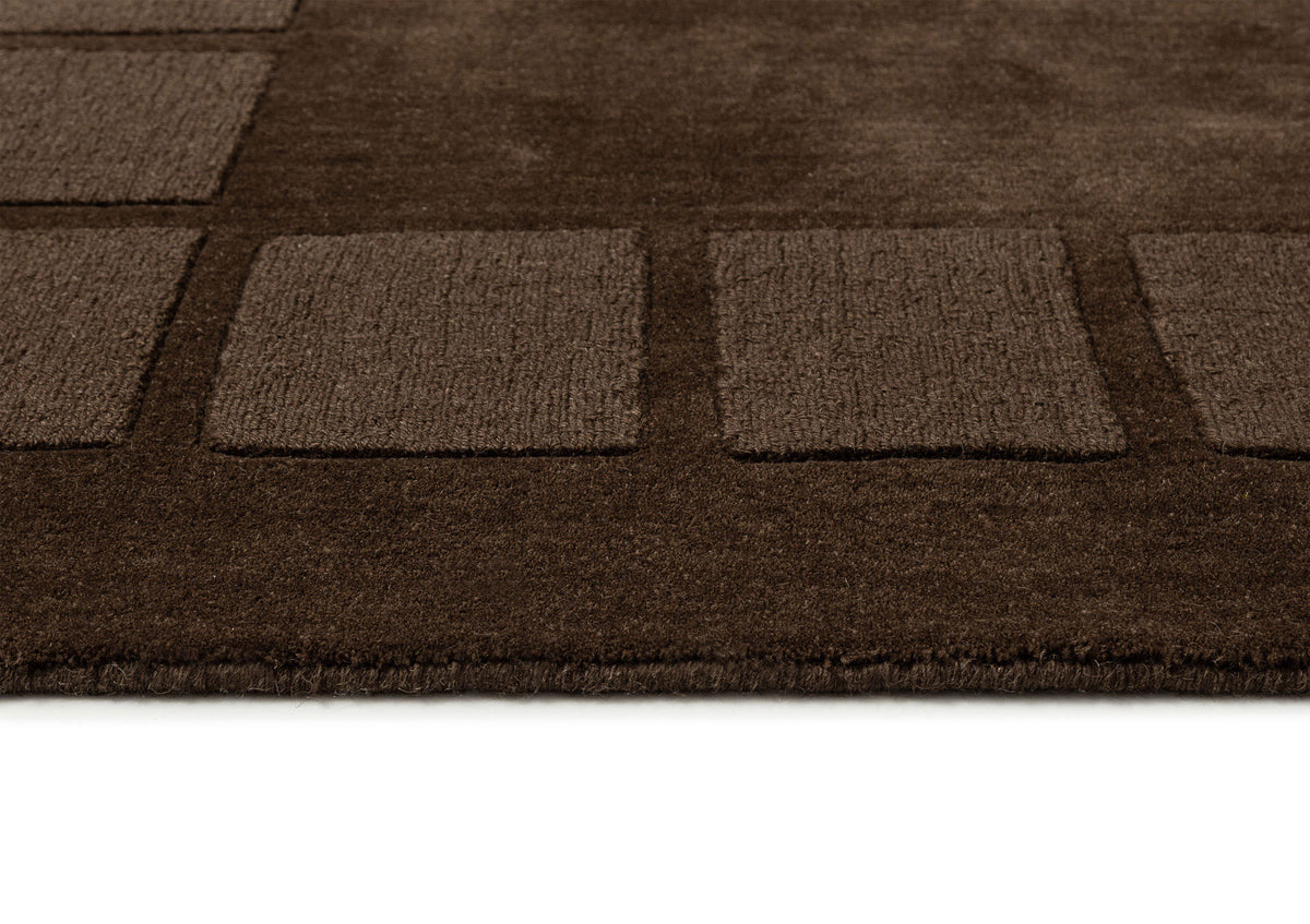 Alarca Chocolate Handloom Geometric Wool Rug