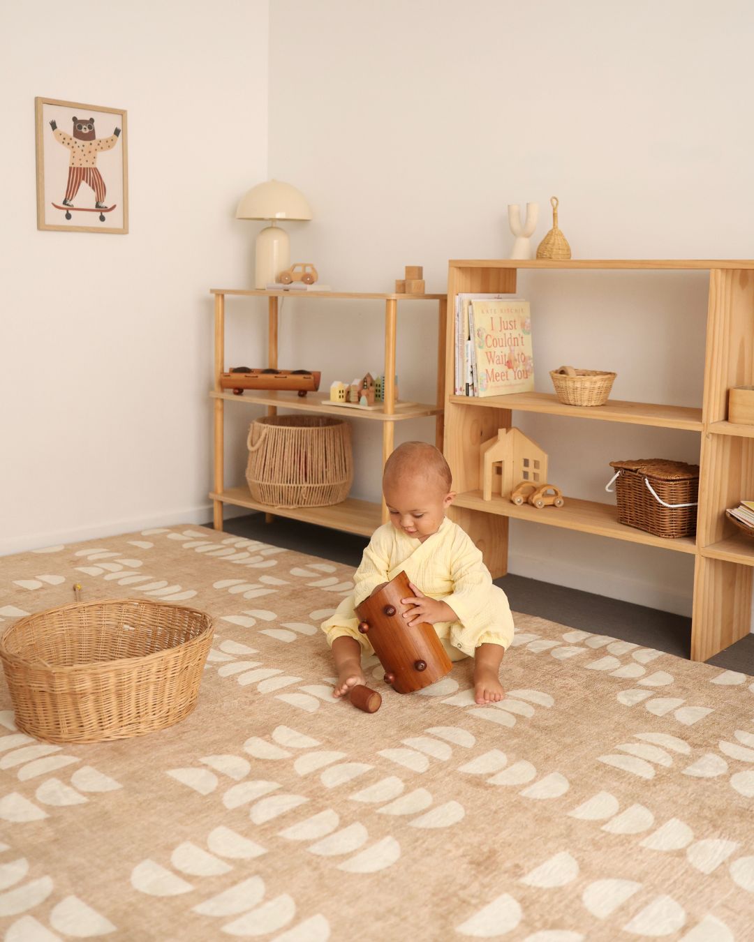 Alba Beige and Ivory Geometric Rollie Pollie Playmat