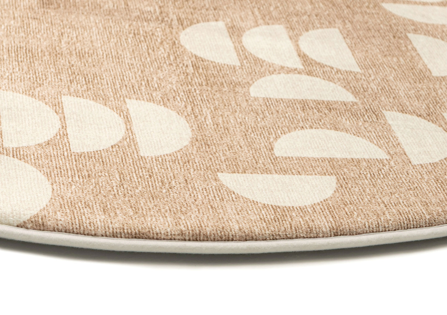 Alba Beige and Ivory Geometric Rollie Pollie Round Playmat