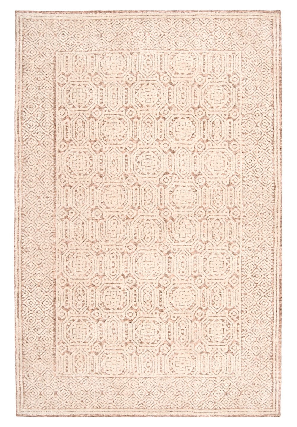 Alessandra Peach and Ivory Tribal Textured Rug