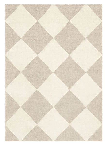 Anastasia Grey Cream Checkered Washable Rug