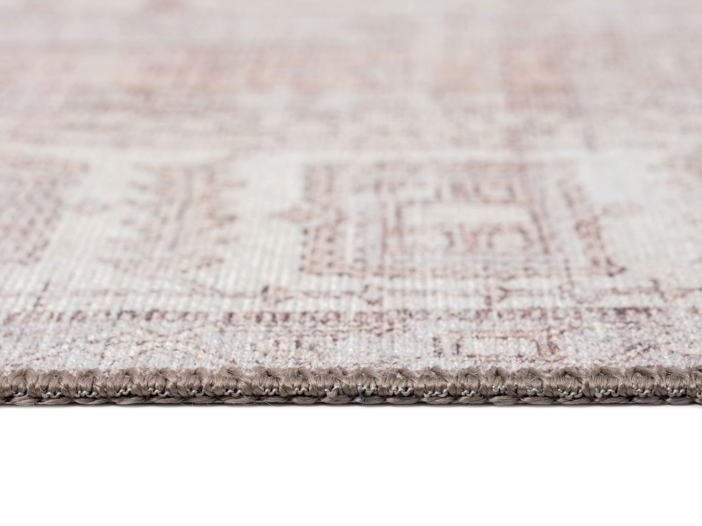 Aneesa Beige and Cream Traditional Distressed Washable Rug