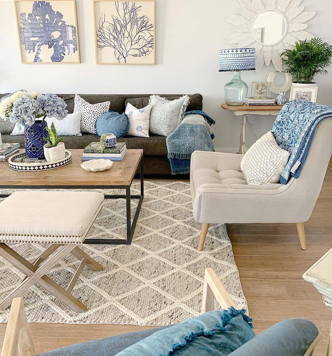 Anja Grey and Ivory Lattice Wool Rug