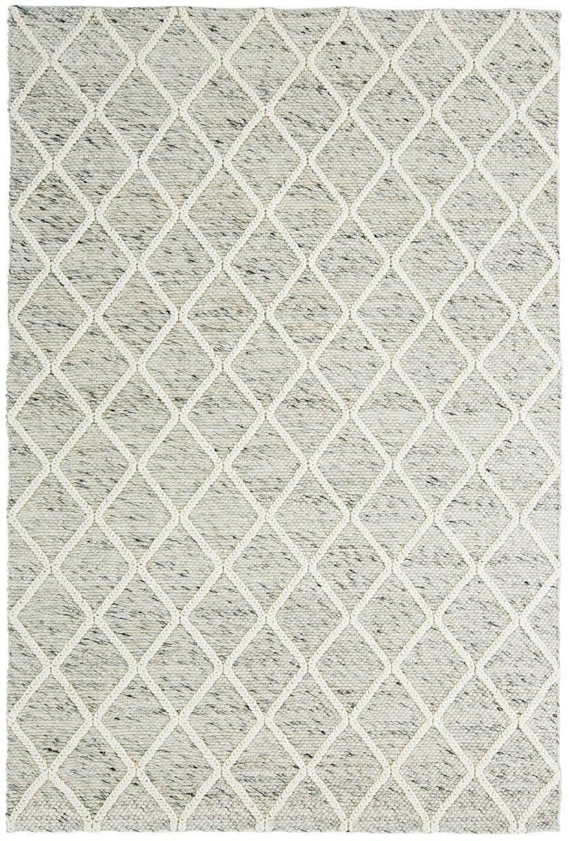 Anja Grey and Ivory Lattice Wool Rug
