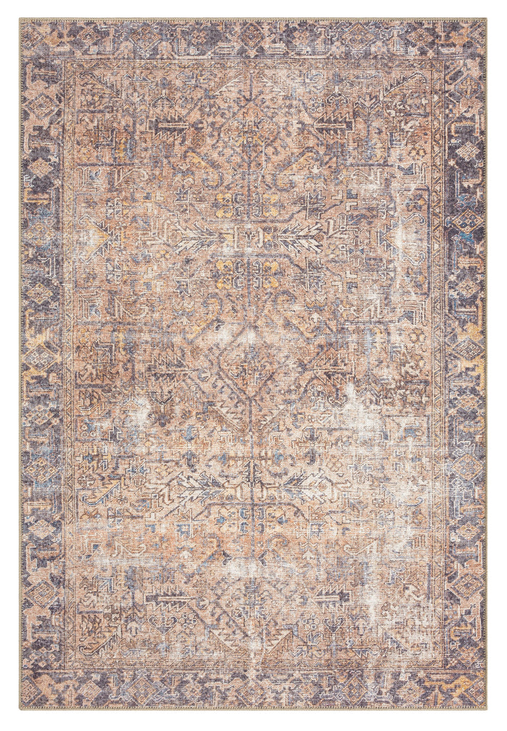 Anyel Brown and Blue Traditional Distressed Washable Rug*NO RETURNS UNLESS FAULTY