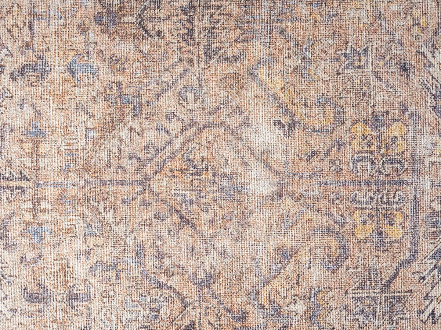 Anyel Brown and Blue Traditional Distressed Washable Rug