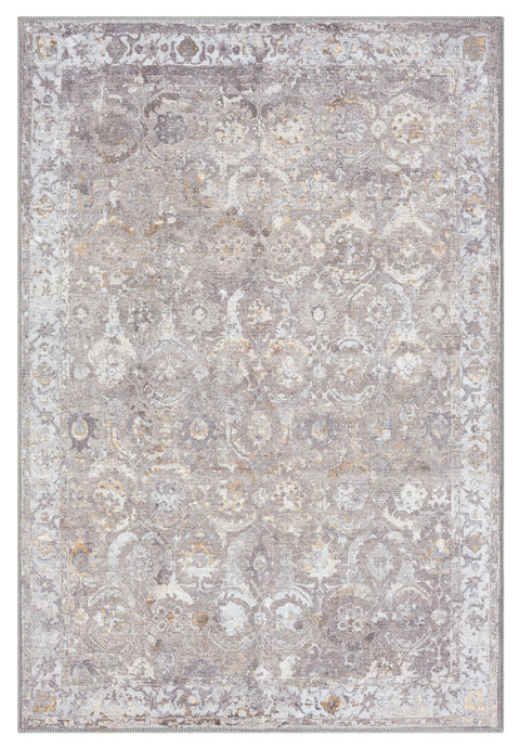 Ava Grey and Gold Traditional Distressed Washable Rug *NO RETURNS UNLESS FAULTY