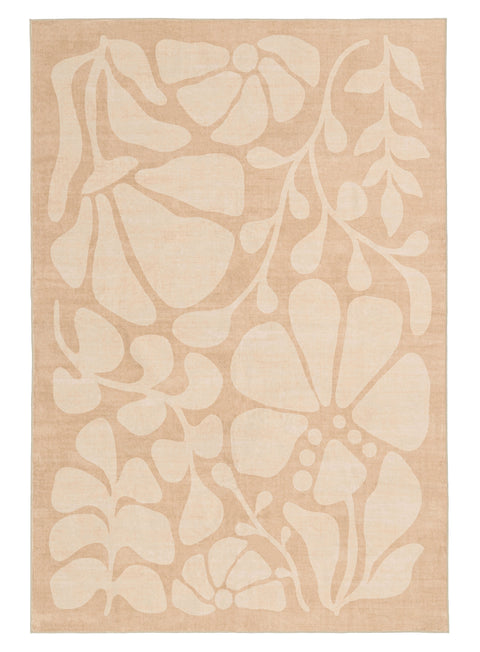 Ayesha Brown Floral Washable Rug