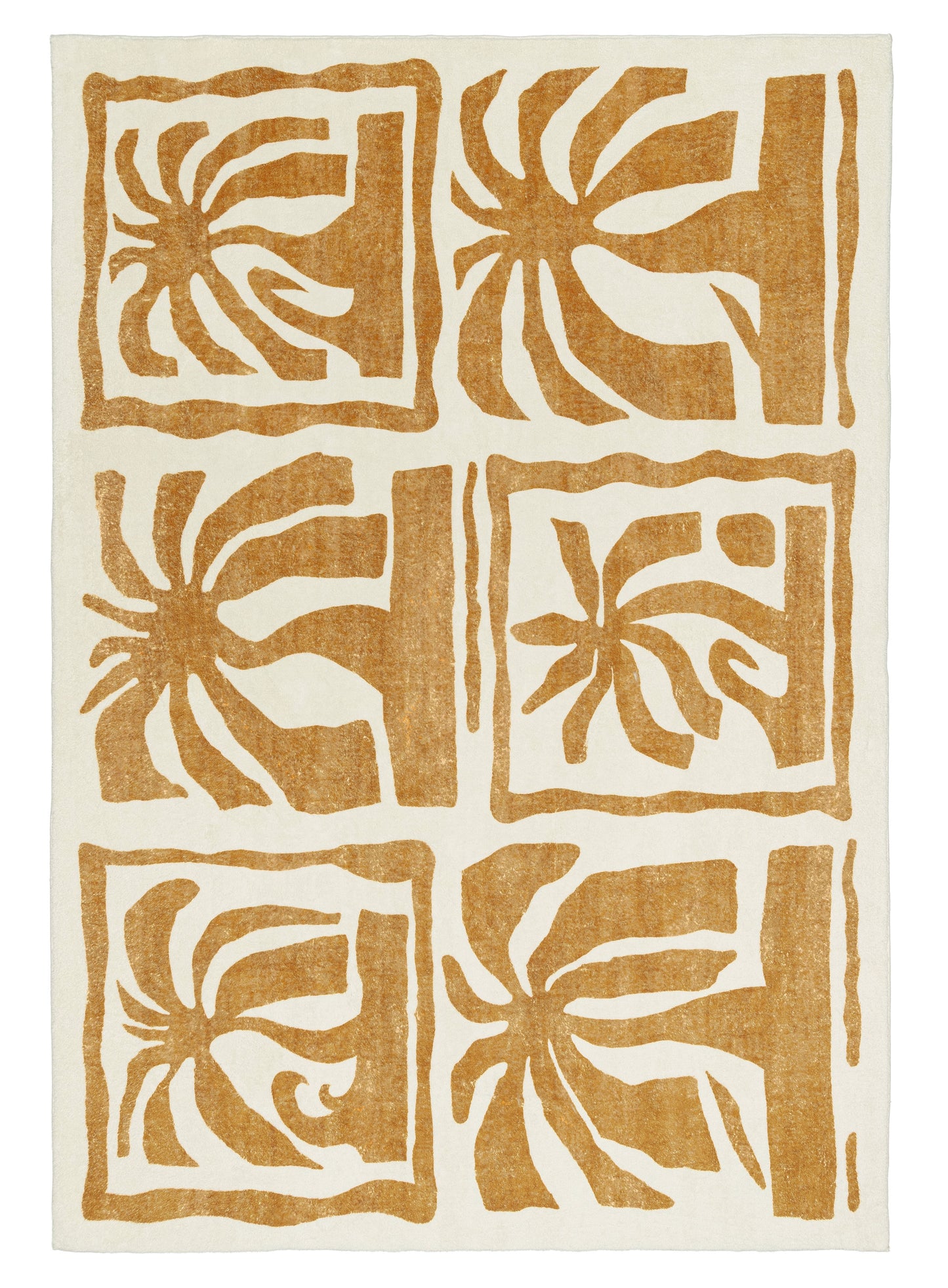Azalea Brown Tan Waves and Palms Washable Rug