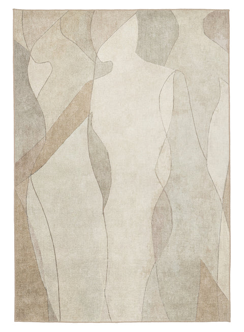 Azra Grey and Beige Abstract Washable Rug