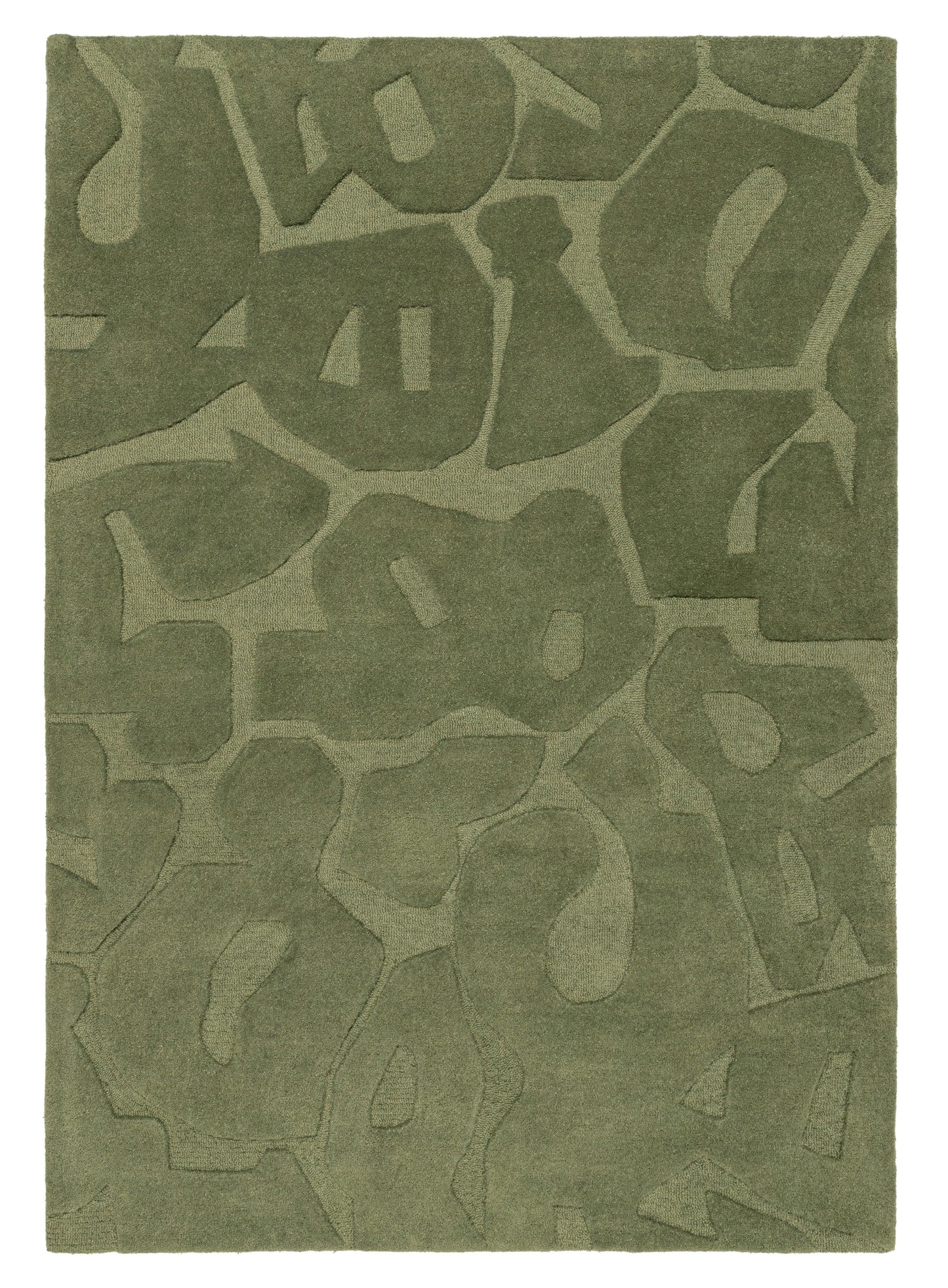 Betania Olive Green Carved Wool Rug