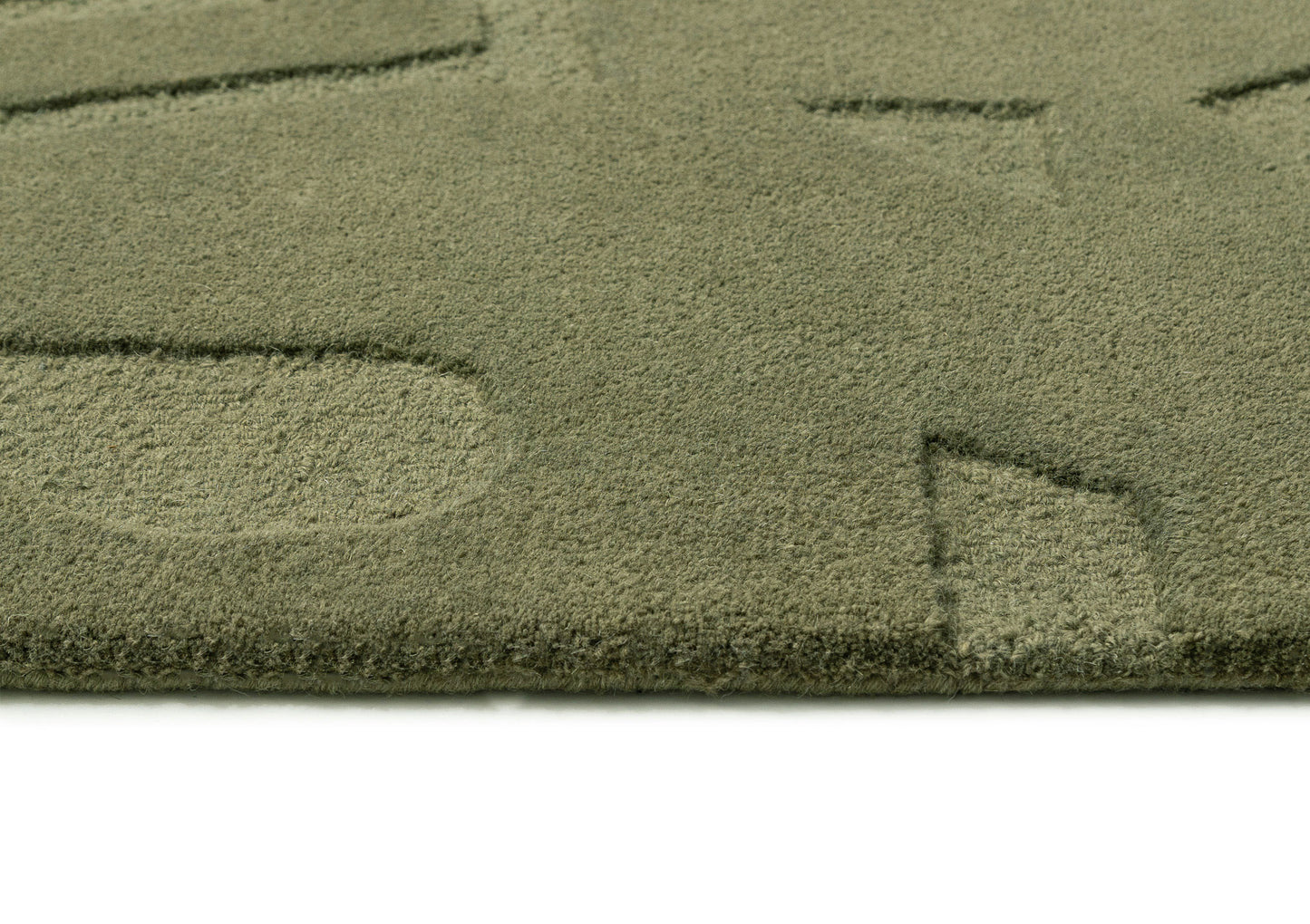 Betania Olive Green Carved Wool Rug