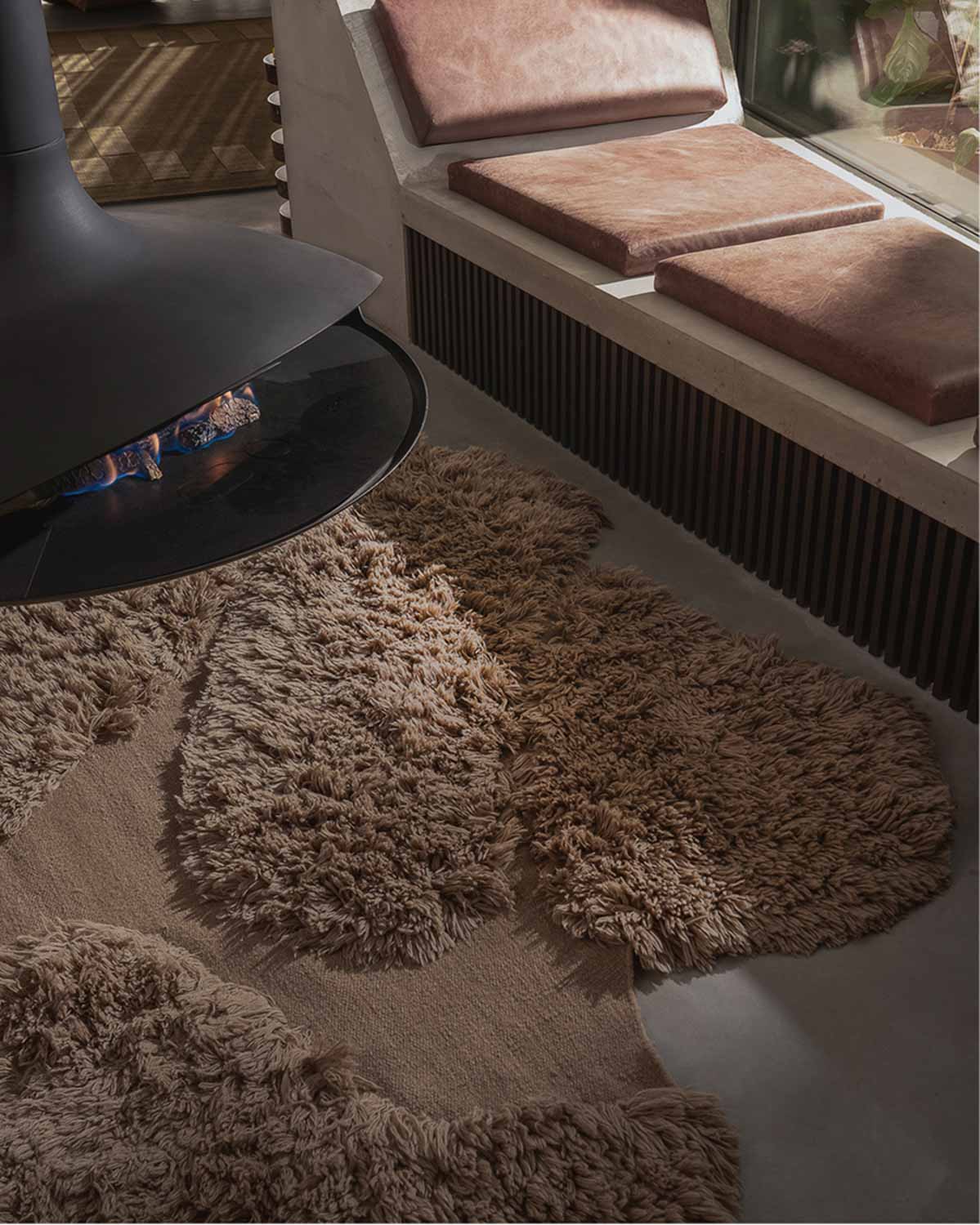 Bethany Chocolate Sculptural Wool Shag Rug