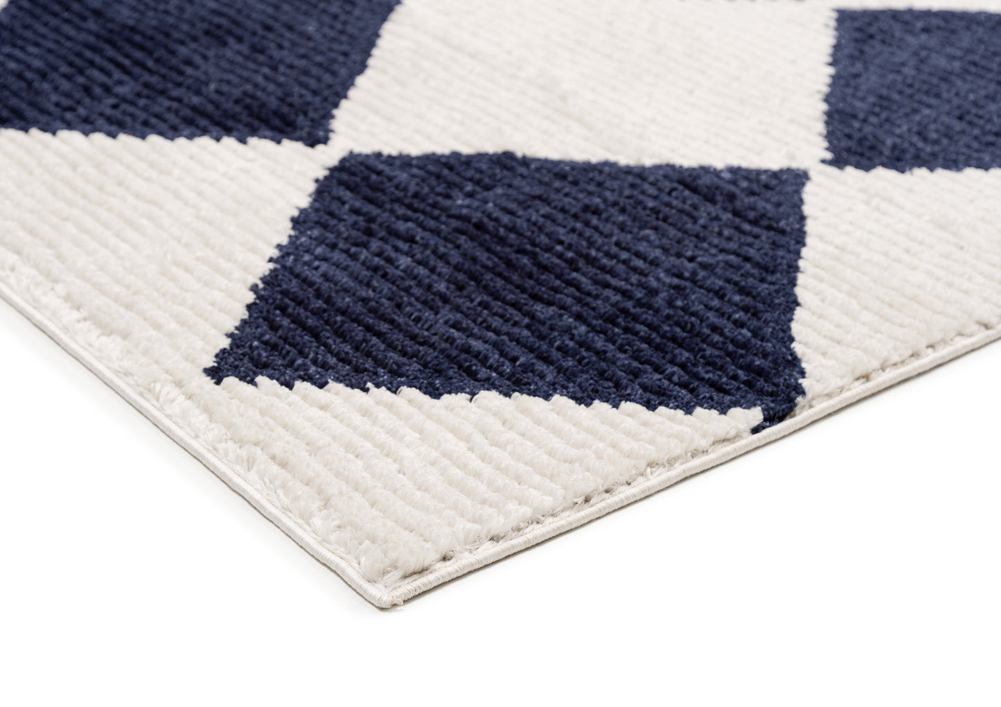 Blythe Ivory and Blue Checkered Rug