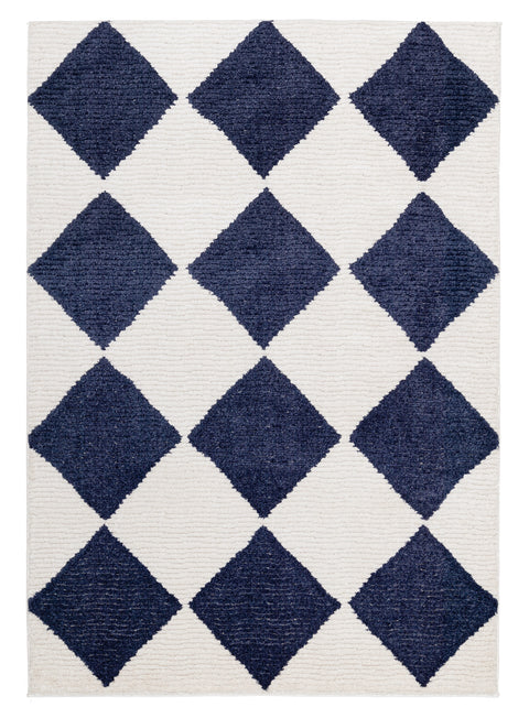 Blythe Ivory and Blue Checkered Rug