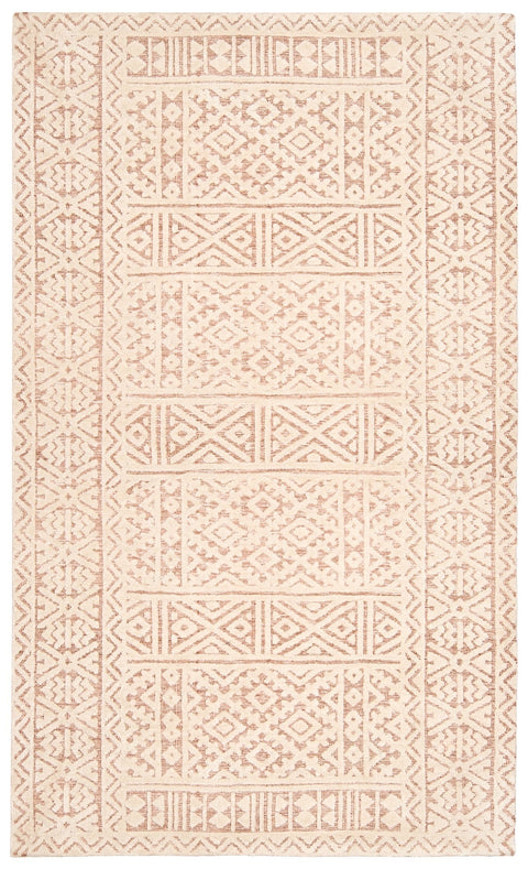 Bobbie Peach and Ivory Textured Tribal Rug